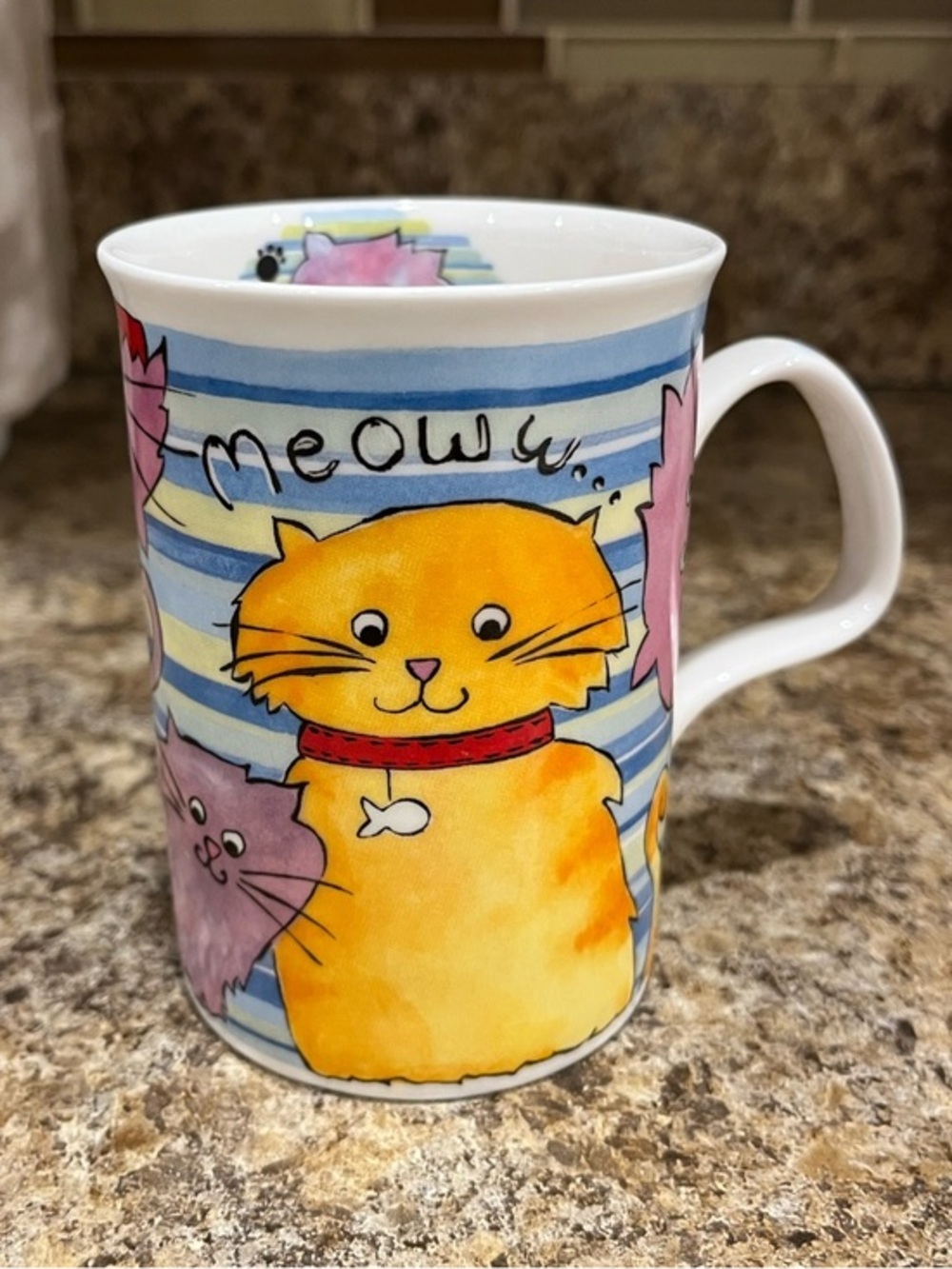 Roy Kirkham Fine Bone China Cute Orange Cat 'Meow' Mug - Pets Cat Design